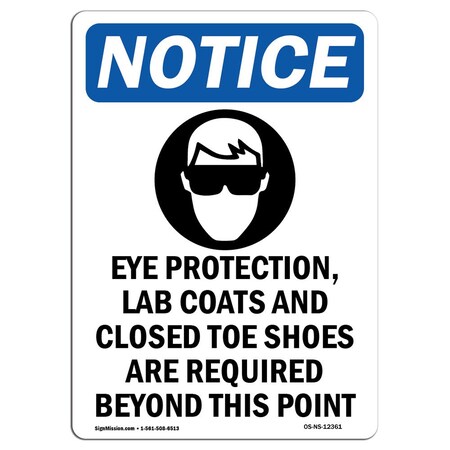 Signmission OSHA Notice Sign, Eye Protection Lab With Symbol, 24in X 18in Rigid Plastic, 18" W, 24" H, Portrait OS-NS-P-1824-V-12361